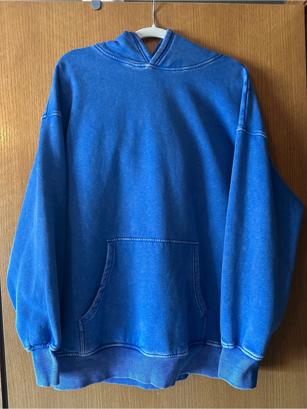 Automet Oversized Blue Washed Fleece Hoodie Pullover Size M